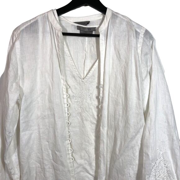 White Linen Embroidered Jacket and Tank Top Set Jaeger Lightweight Size 6 Y2K - Picture 6 of 13